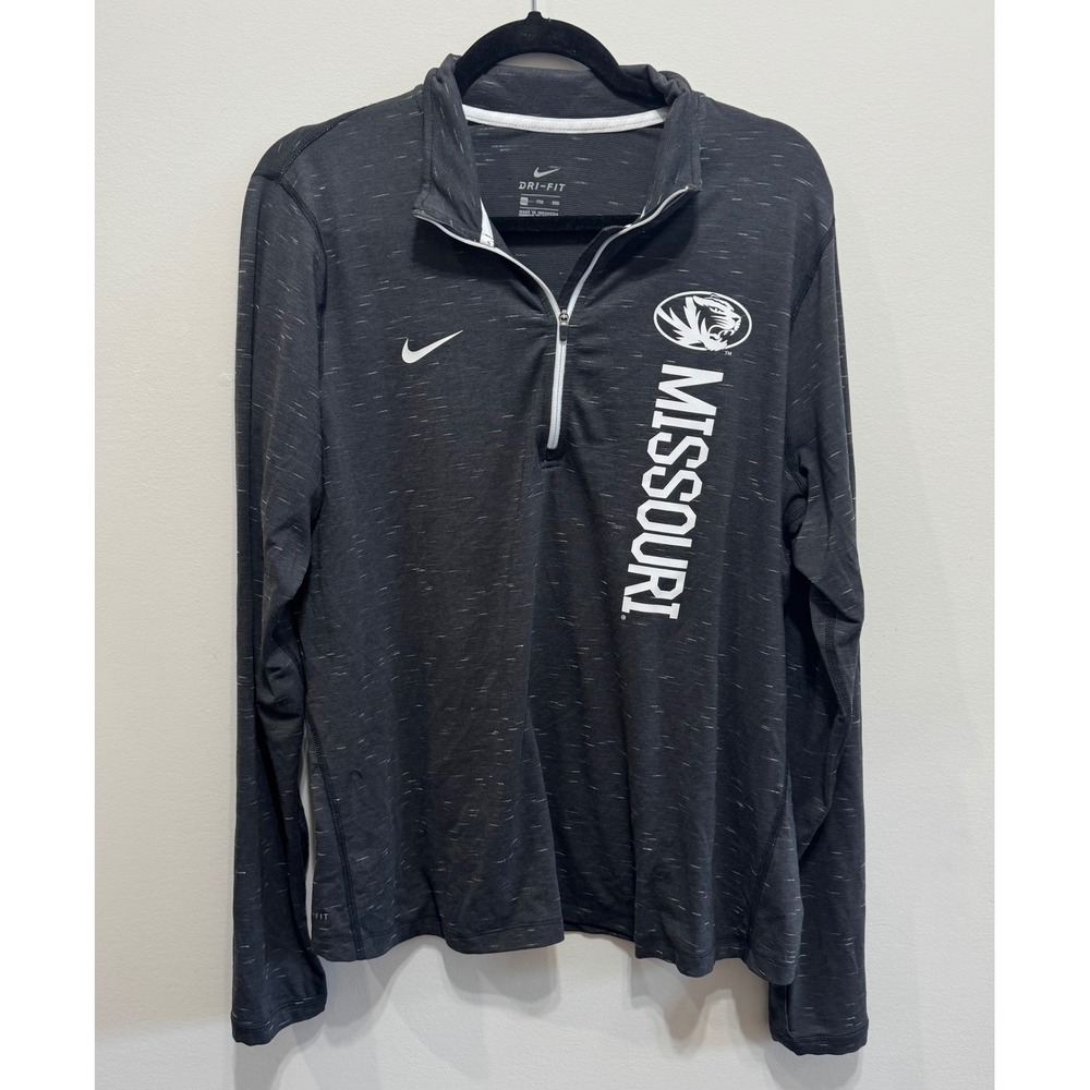 Nike Missouri Tigers Womens Quarter Zip Pullover Grey Heather Long Sleeve Top